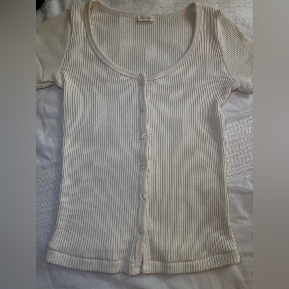 Brandy Melville Cream Button Down Shirt